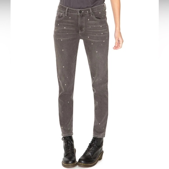 Free People Denim - FREE People x Sandrine Rose Medium Skinny Gray Polkadot Jeans, 24